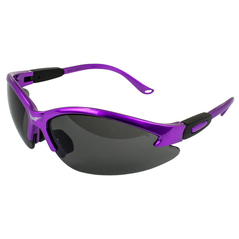 Birdz Eyewear Flamingo Safety Glasses for Nurses Dental Assistant Glasses Shooting  Sunglasses for Women Ladies Men Black Purple Frame w/Smoke Lens 