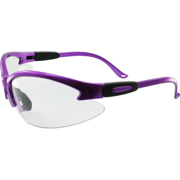 Birdz Eyewear Flamingo Women's  Work Safety Glasses Bifocals Readers Purple Frame + 1.5 Magnification Clear Lenses