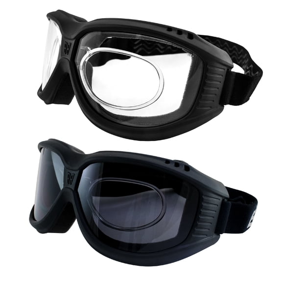 Birdz Eyewear Hawk Over The Glasses Motorcycle Goggles Biker 2 Pairs Anti-Fog Clear & Smoke Lenses ANSI Z87.1 Safety Rated