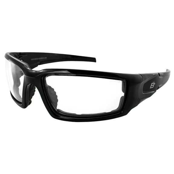 Birdz Eyewear Osprey Motorcycle Safety Sunglasses Padded Black Frames Clear Lenses
