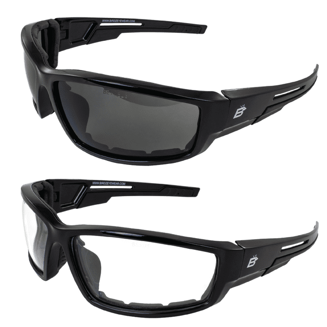 Birdz Eyewear Swoop Anti-Fog Padded Motorcycle Riding Sunglasses Black Frame Lenses for Day & Night ANSI Z87 .1