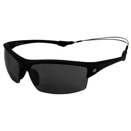 Birdz Eyewear Wave Bifocal Polycarbonate Polarized Fishing Safety Sunglasses ANSI Z87.1 Black Frame w/Smoke Lenses (+1.5)