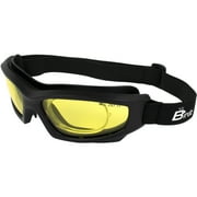 Birdz Flyer Sports Skydiving Construction Safety Goggles Black Frame with Yellow Anti-Fog Lens Rx Adapt
