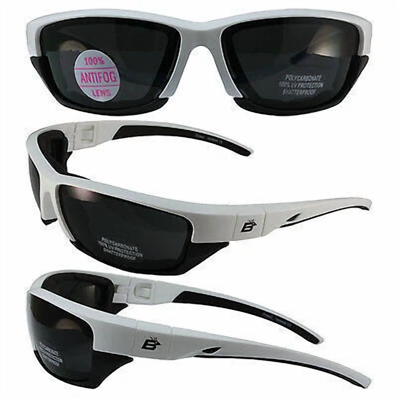 Birdz Oriole 2 Padded Motorcycle Sunglasses White And Black Frame Smoke Lens