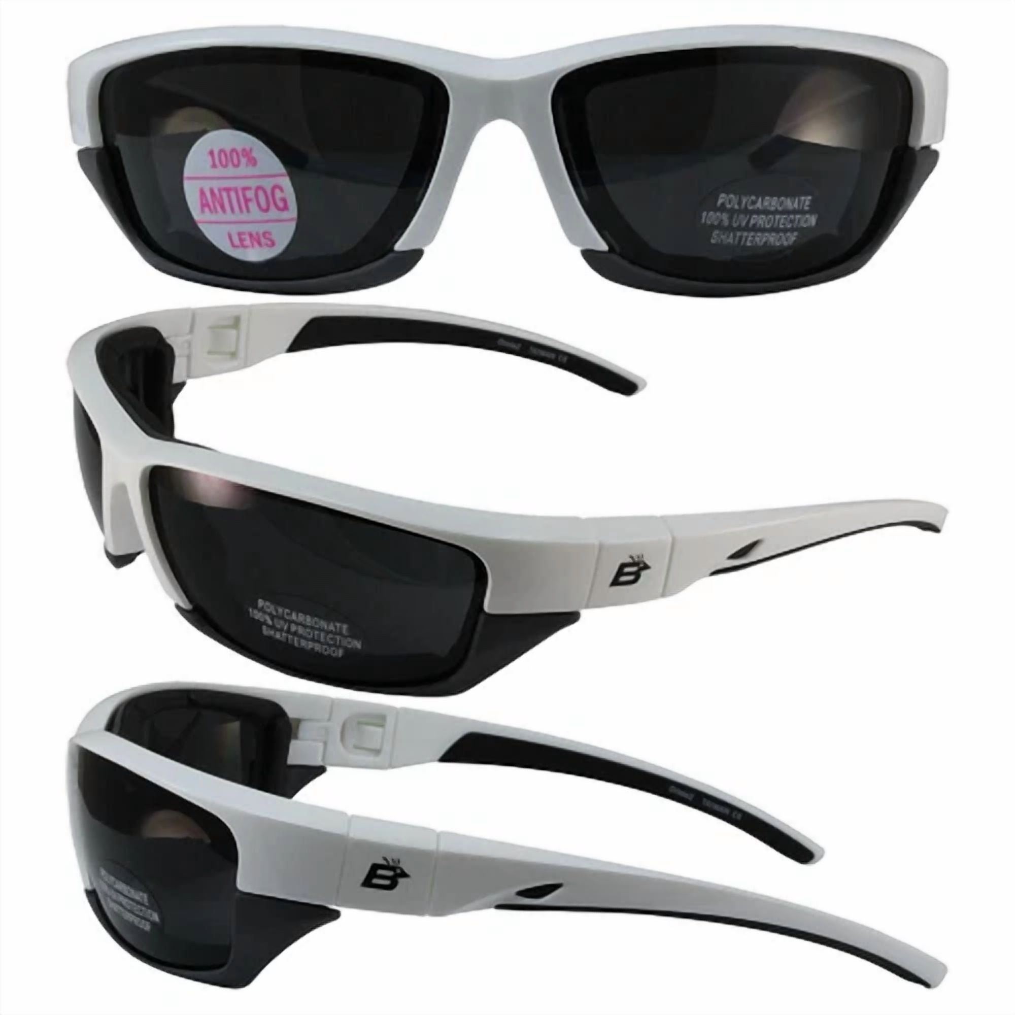 Birdz Oriole 2 Padded Motorcycle Sunglasses White And Grey Frame Smoke Lens