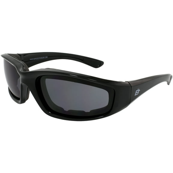 Birdz Eyewear Oriole Padded Motorcycle Glasses Black Frame with Smoked Anti-Fog Lenses and Full Foam Padding