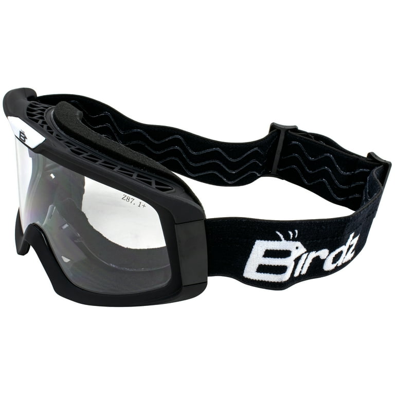 Birdz Pelican Black Fitover Padded ATV Motorcycle Riding Over The Glasses OTG Goggles