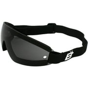 Birdz Eyewear Wing Skydiving Goggles Black Frame with Smoke Lens Paragliding Great Peripheral Vision Design. Comfortable Neoprene Foam Padding, Adjustable Headstrap