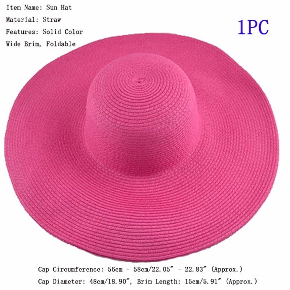 Birinta 1PC Sun Hat Widen Brim Sun Solid Color Summer Outdoor Fashion Ladies Big Brimmed Straw Hat Women Accessories Random Color