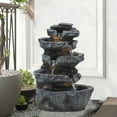 thumbnail image 1 of Birinta Outdoor Resin Waterfall Fountain with Solar LED Lights – 22" 5-Tier Rock Fountain for Deck, Garden, or Patio, Energy-Efficient Pump Included, 1 of 11