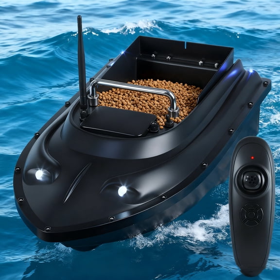 Birinta RC Fishing Bait Boat, 546-Yard Range Remote Control, 4.4lb Loading Capacity, with LED Light, Dual Motor & Battery Systemfor Professional Fishing