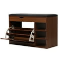 thumbnail image 1 of Birinta Shoe Bench 80×34×54 cm, Storage Bench with Drawers & Padded Seat Cushion,  3 Tiers Hallway Bench, for Entry, Bedroom, Closet, Vintage Brown, 1 of 12