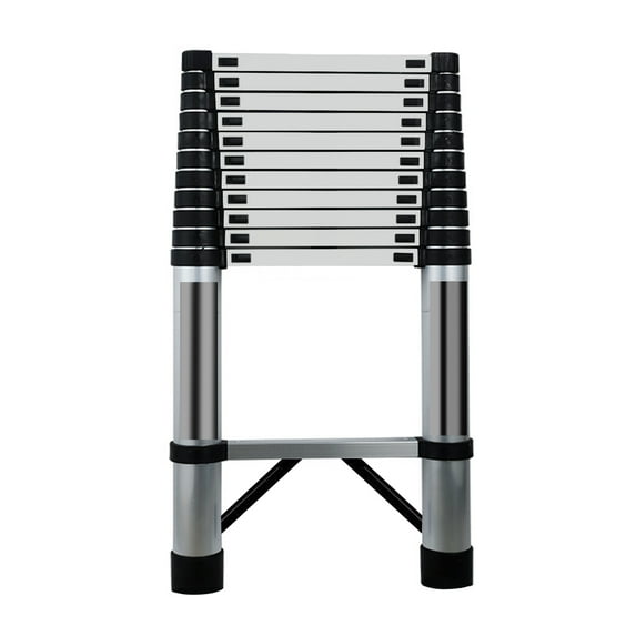 Birinta Telescoping Ladder, Multi-Purpose A-Frame Telescoping Extension Aluminum Ladder with Wheels 330lb Capacity, stainless steel for Home or RV Outdoor Work