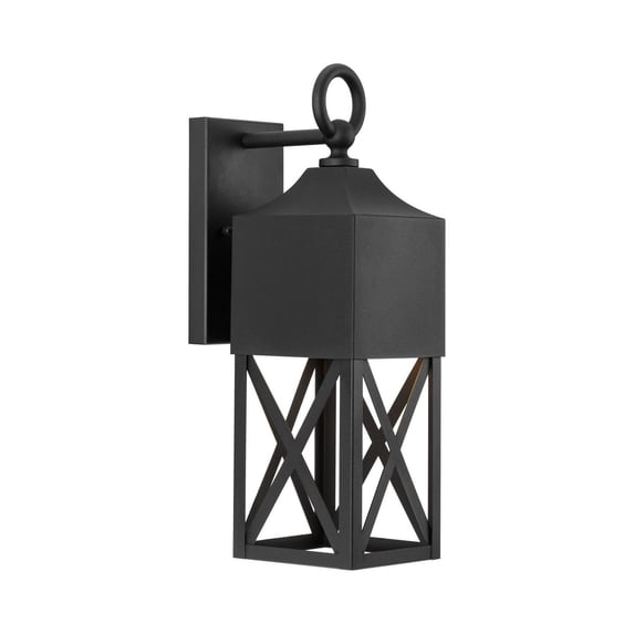 Birkdale Collection One-Light Modern Farmhouse Textured Black Outdoor Wall Lantern