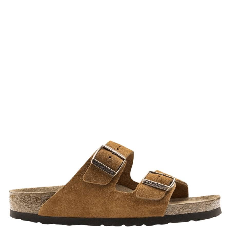 BIRKENSTOCK 1009526: ARIZONA SFB SUEDE LEATHER SANDALS, MINK, 42 EU