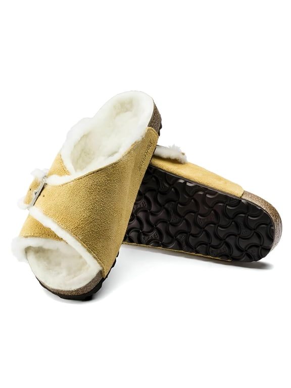 AROSA Shearling Suede Leather Sandal Slide, Winter Chic and Cozy Comfort for Cold Days - Multiple Colors & Sizes