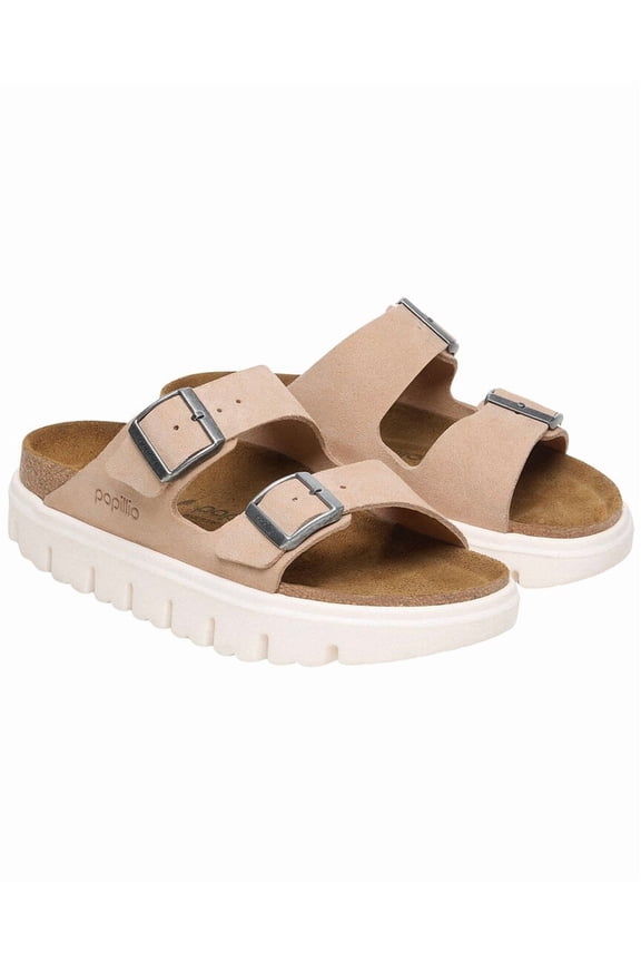 Arizona Chunky Narrow Suede Sandal, 42, Tan