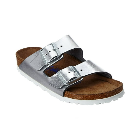 Birkenstock Arizona Narrow Leather Sandal, 35, Silver