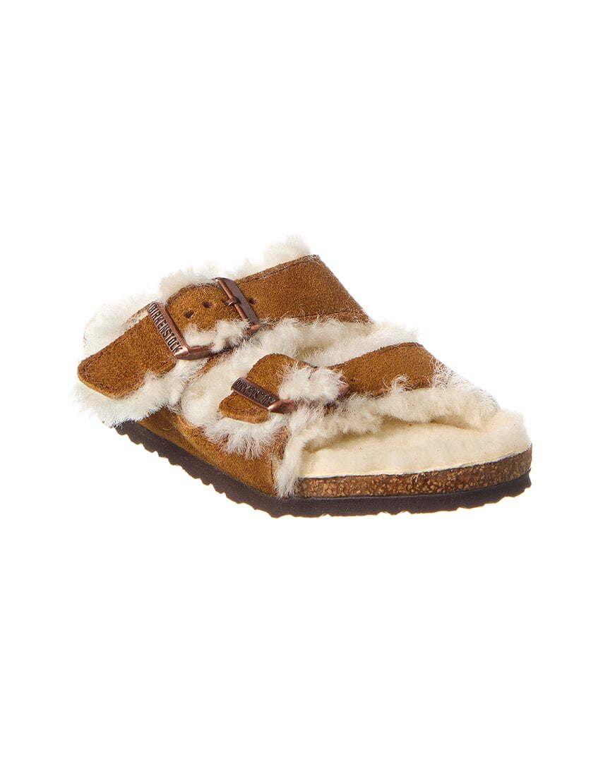 Birkenstock Arizona Narrow Suede & Shearling Sandal, 30, Grey