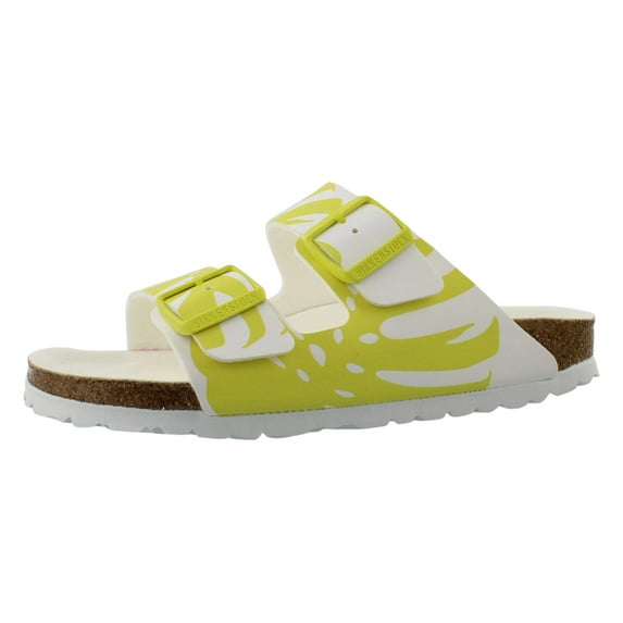 Birkenstock Arizona Unisex Shoes Size 7, Color: Monstera White/Lime Sour