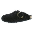 thumbnail image 1 of Birkenstock Boston Big Buckle Teddy Rivet logo OS Shearling Fur Narrow Unisex Shoes Size 7, Color: Black/Gold, 1 of 4