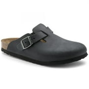 Birkenstock Boston Clog in Black Nubuck Leather | Men Slip-On - 46