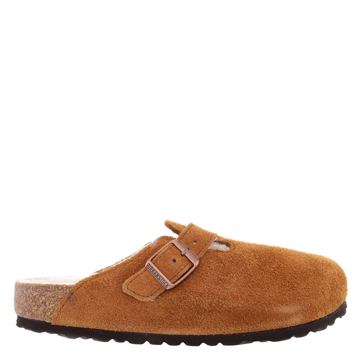 Birkenstock Boston Shearling Unisex Single Strap Suede Sandal In Mink Size 11/11.5F -9/9.5M