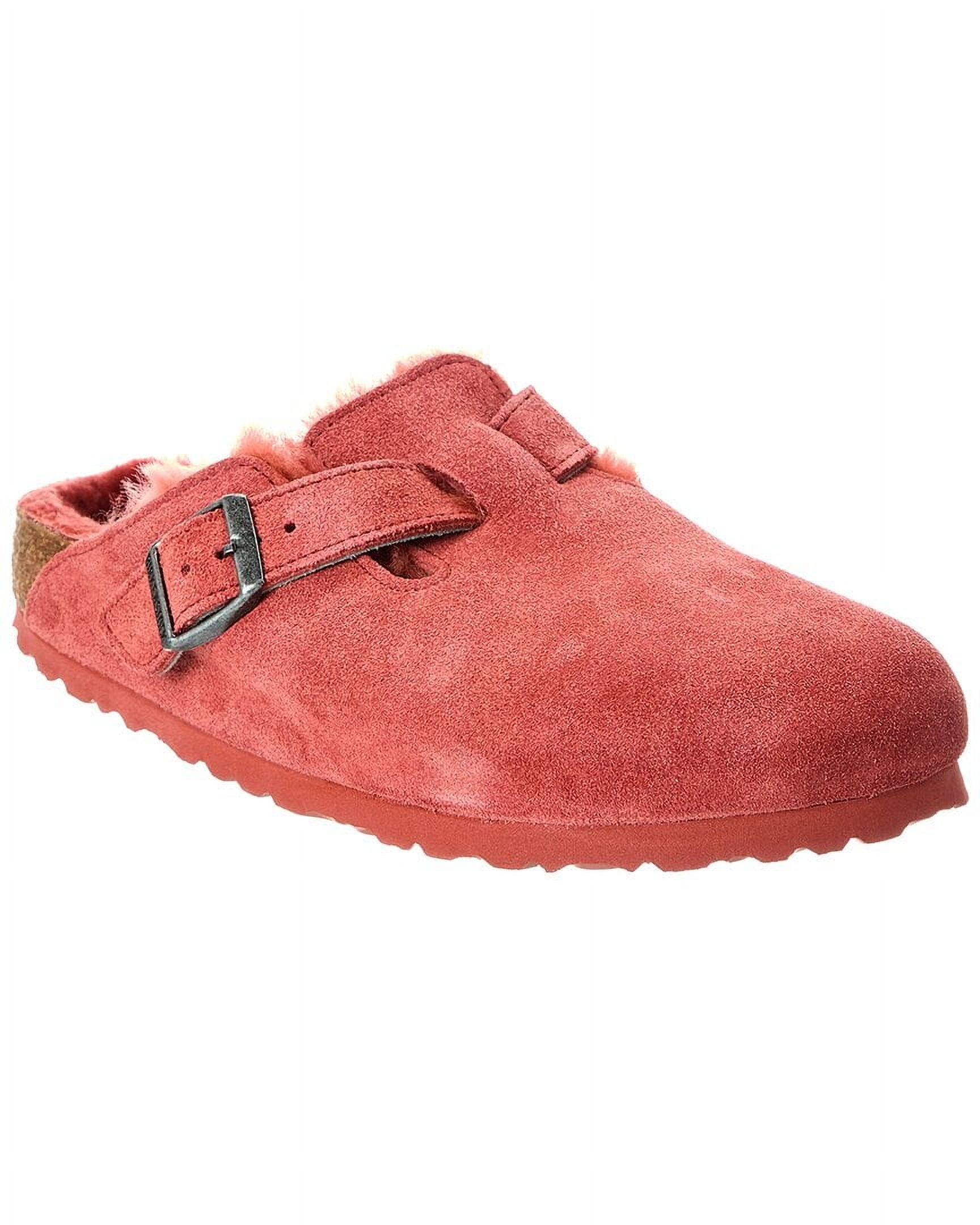 Birkenstock Boston VL Narrow Suede & Shearling Clog, 41, Red