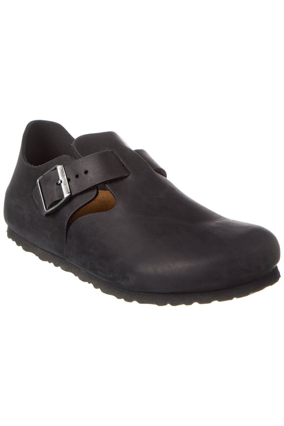 London BS Narrow Leather Clog, 46, Black