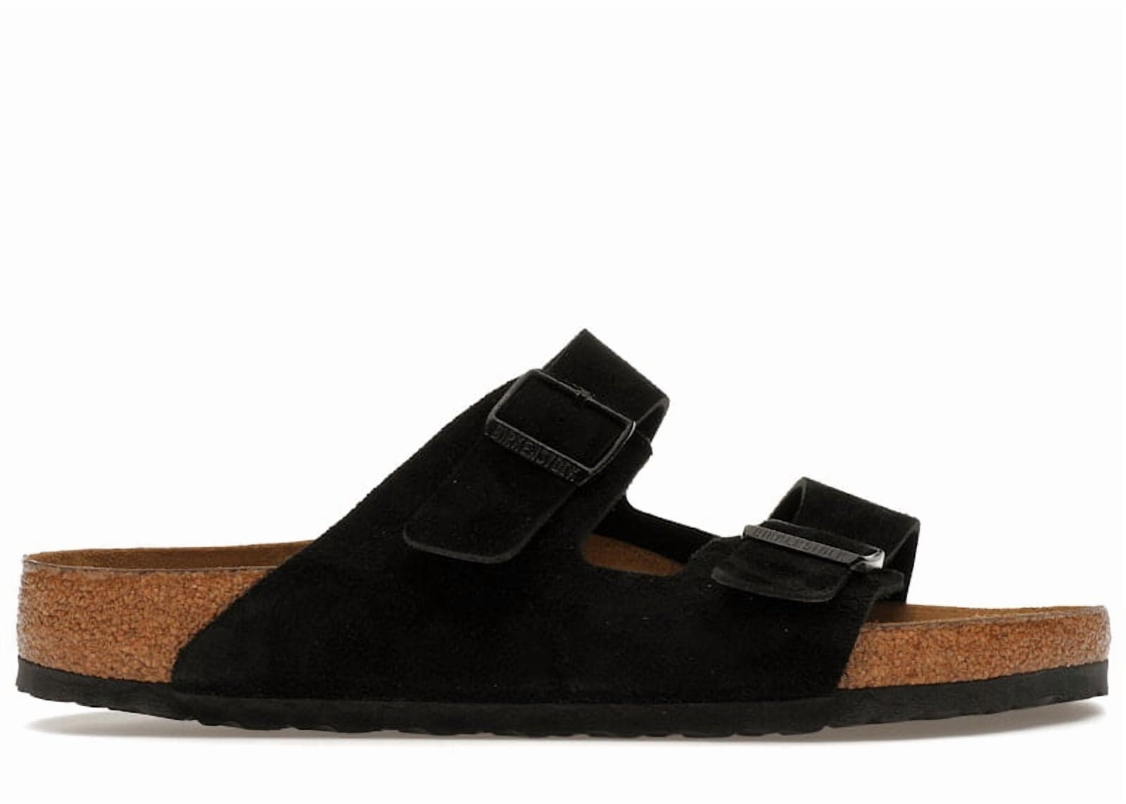 Birkenstock Men's Arizona Soft Footbed Suede Black Sandals, from StockX