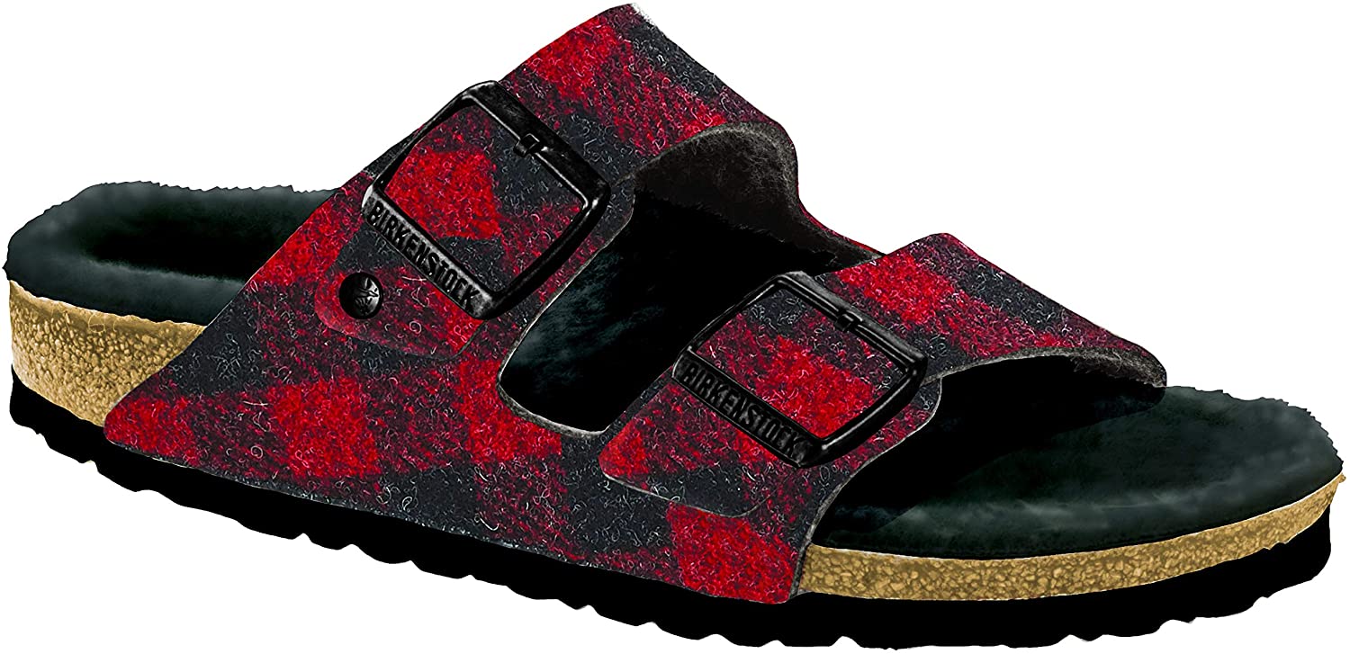 Birkenstock Mens Arizona Shearling Sandals 13-13.5 Red Wool