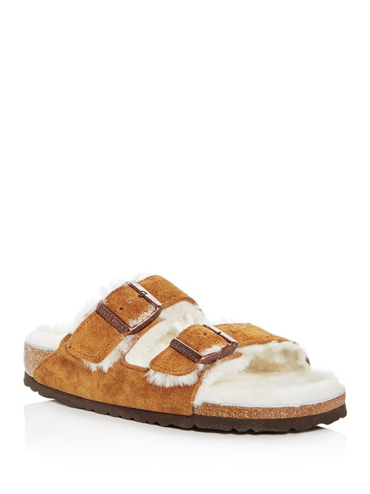 Birkenstock Women's Arizona Shearling Sandals, Mink, Tan, 5 Medium US