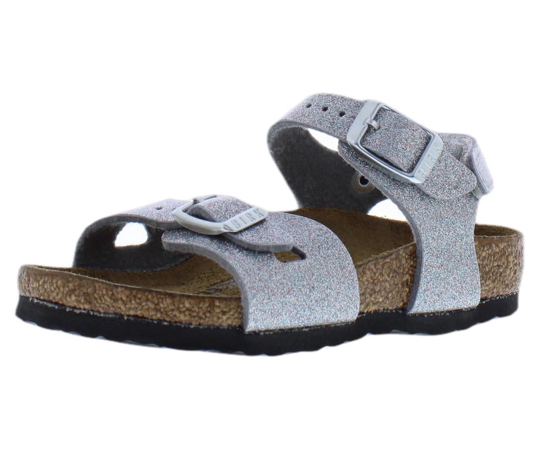 Birkenstock Rio AS Narrow PS Girls Shoes Size 9, Color: Sparkling Light Silver