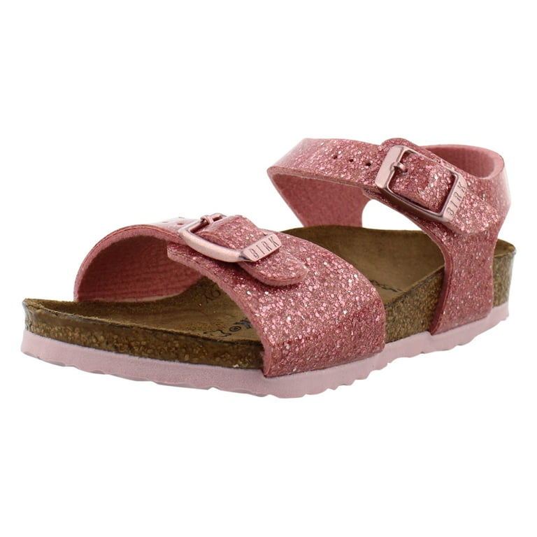 Birkenstock Rio Birko Flor Narrow Girls Shoes Size 8 Color Cosmic Sparkle Old Rose