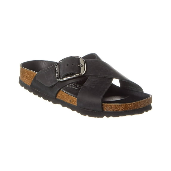 Birkenstock Siena Big Buckle Narrow Fit Leather Sandal, 39, Black