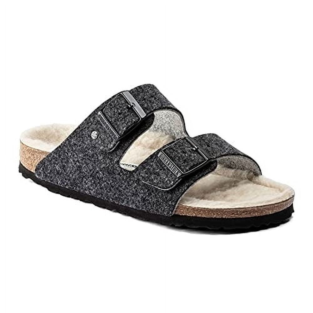 Birkenstock Arizona Double Wool Slide Sandal Birkenstock Arizona Double Buckle Wool Shearling Brown Felt  main image 2