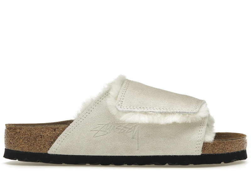 Birkenstock Unisex Solana Shearling Slide Stussy Bone Sandals, from StockX