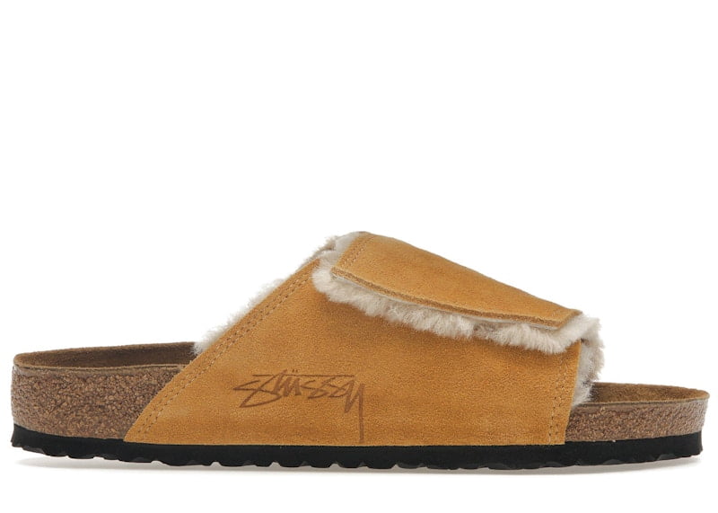Birkenstock Unisex Solana Shearling Slide Stussy Caramel Sandals, from StockX