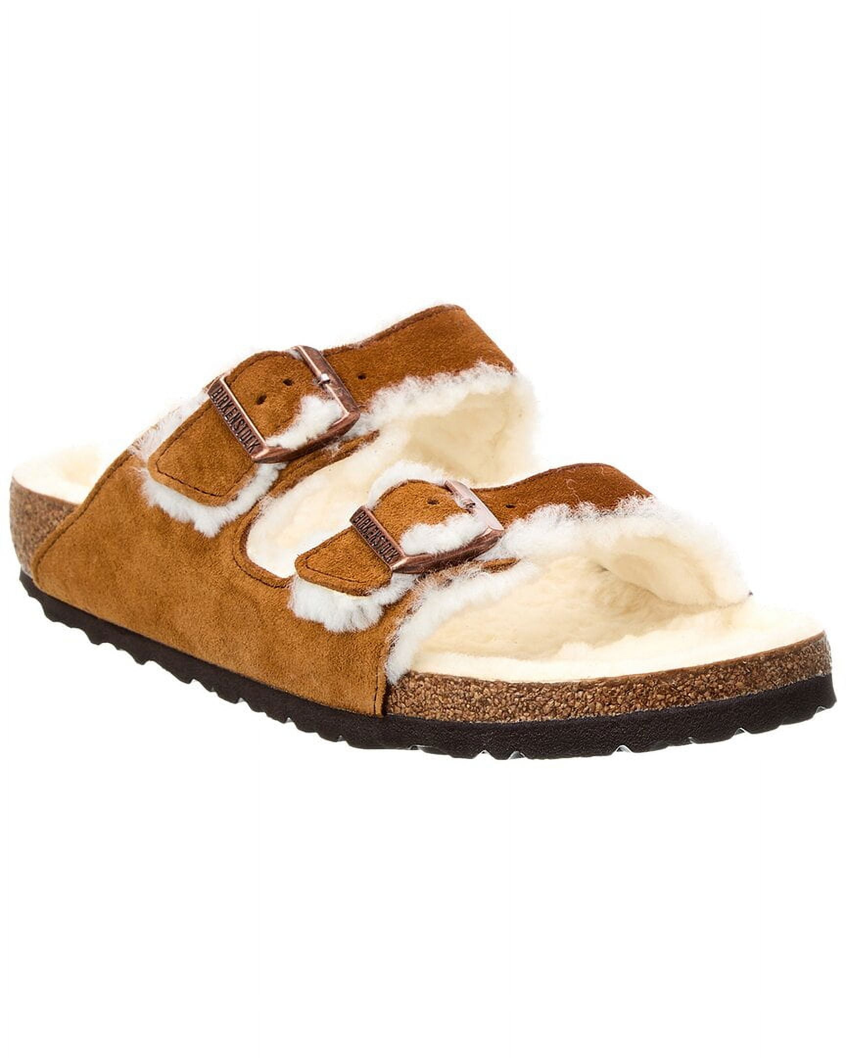 Birkenstock Women's Arizona Shearling Narrow Sandal, 44, Brown