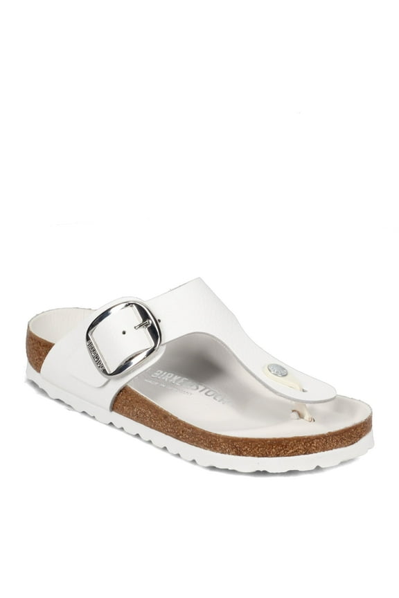 Women's Gizeh Big Buckle Sandals, White, 7 Medium US