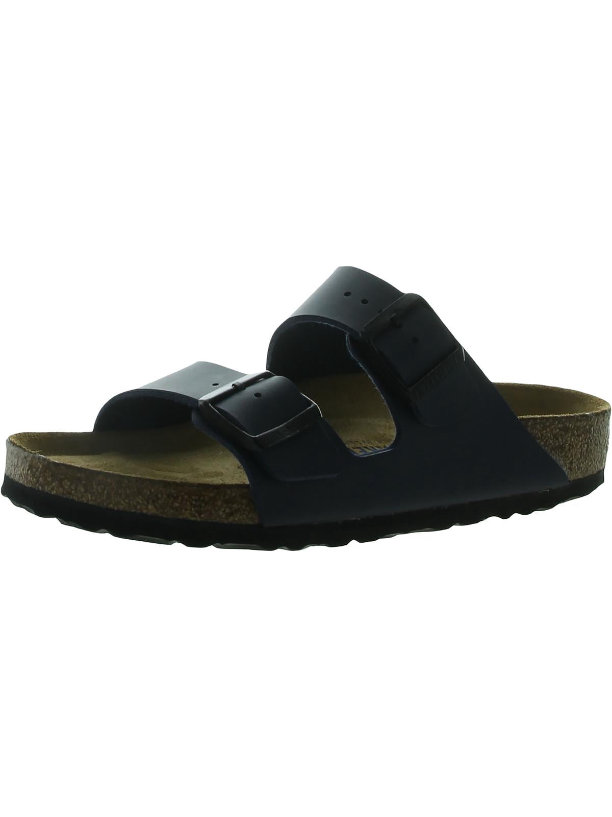 Birkenstock Womens Arizona BS Leather Flatbed Slides Navy 41 