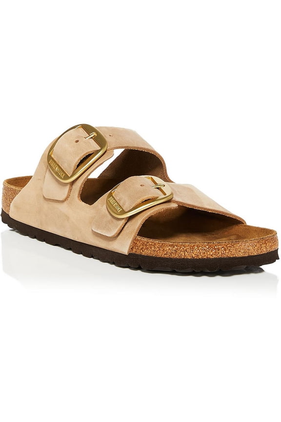 Womens Arizona Big Buckle Leather Slip On Slide Sandals
