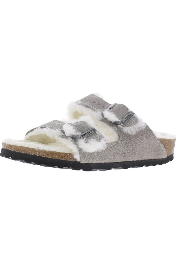Women's Arizona Shearling Sandals, Stone Coin/Natural, Grey, 6 Narrow US
