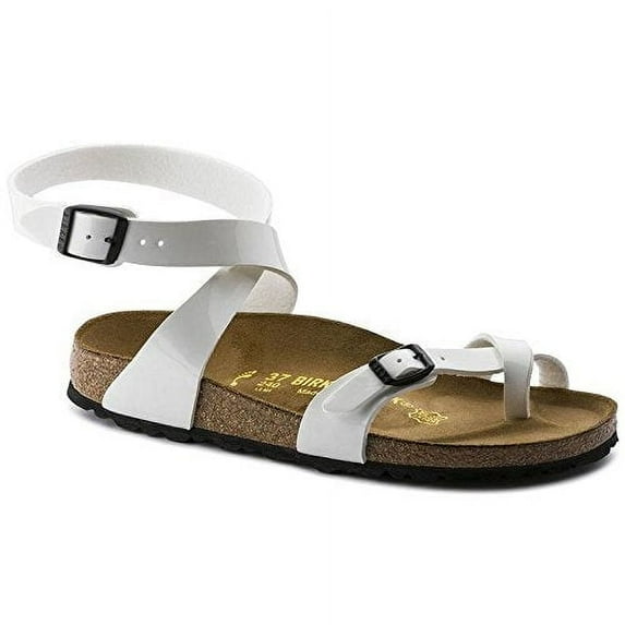 Birkenstock Womens Yara, Patent White, 35 EU, Narrow