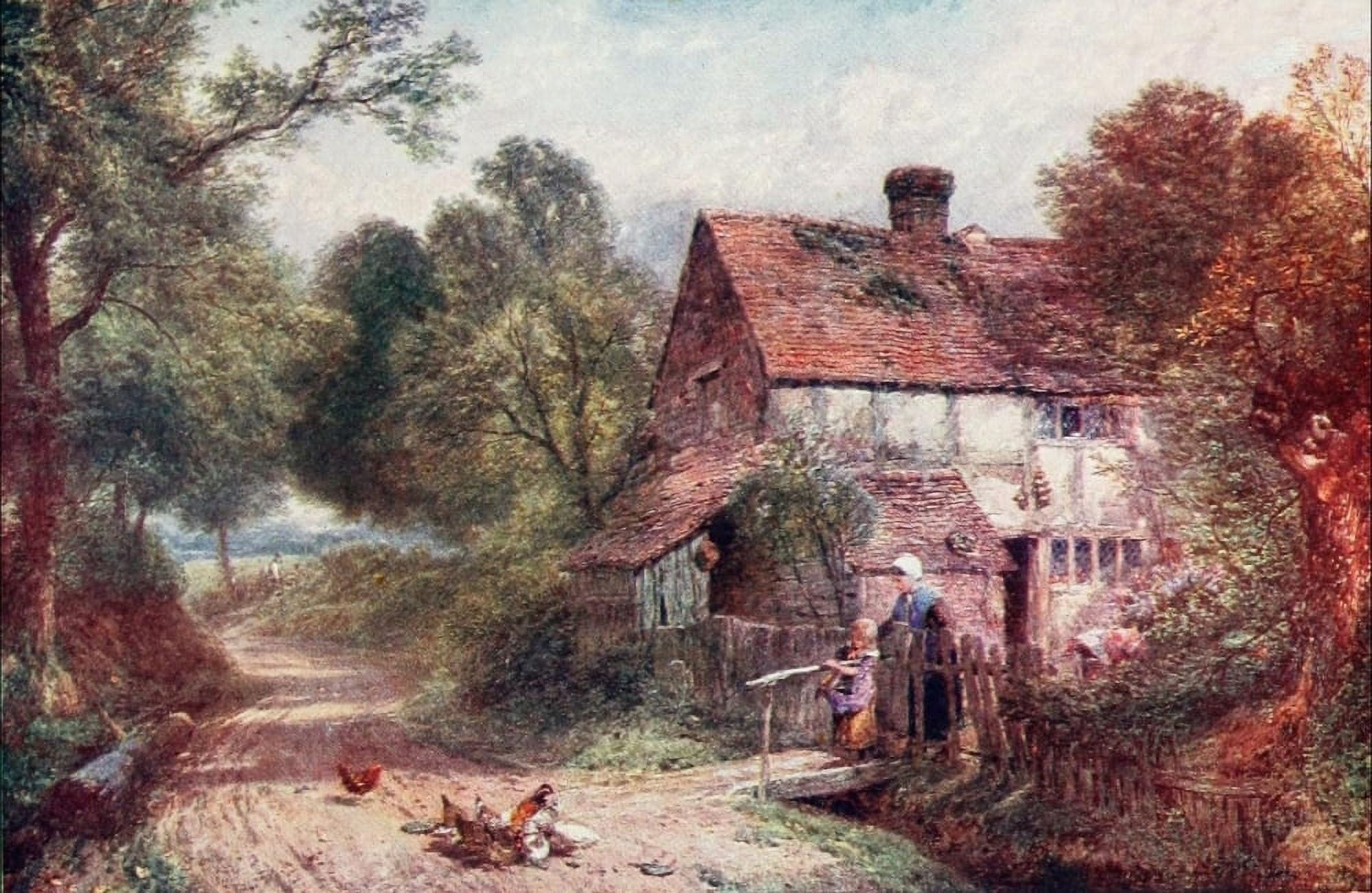 Birket Foster 1910 Surrey cottage Canvas Art - Miles Birket Foster (18 x 24)
