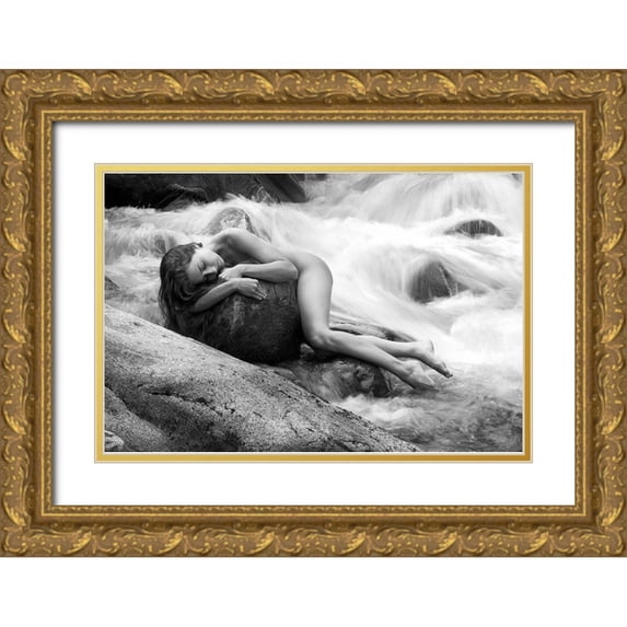 Birkhofer, Bruno 18x13 Gold Ornate Wood Framed with Double Matting Museum Art Print Titled - Whispering Of The River