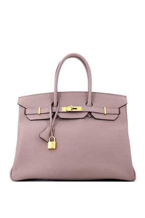 Pre-Owned Birkin Handbag Grey Epsom with Gold Hardware 35 By Rebag