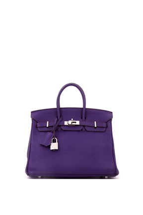 Pre-Owned Birkin Handbag Iris Togo with Palladium Hardware 25 By Rebag