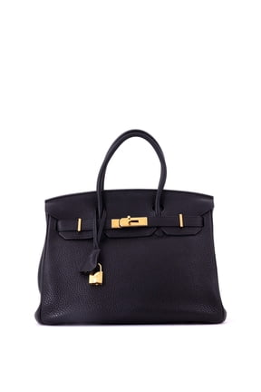 Pre-Owned Birkin Handbag Noir Togo with Gold Hardware 30 By Rebag