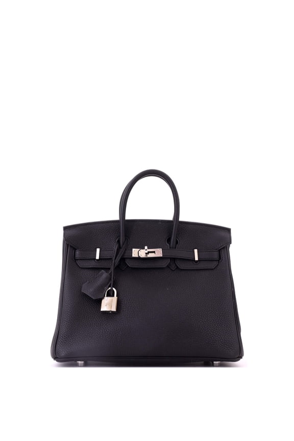Pre-Owned Birkin Handbag Noir Togo with Palladium Hardware 25 By Rebag